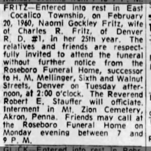 My mother’s Funeral notice. 