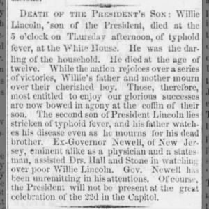 Willie Lincoln's death