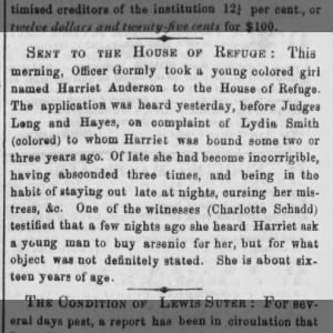 Lydia vs. Harriet Anderson , Dly. Eve. Express, 3-30-1859